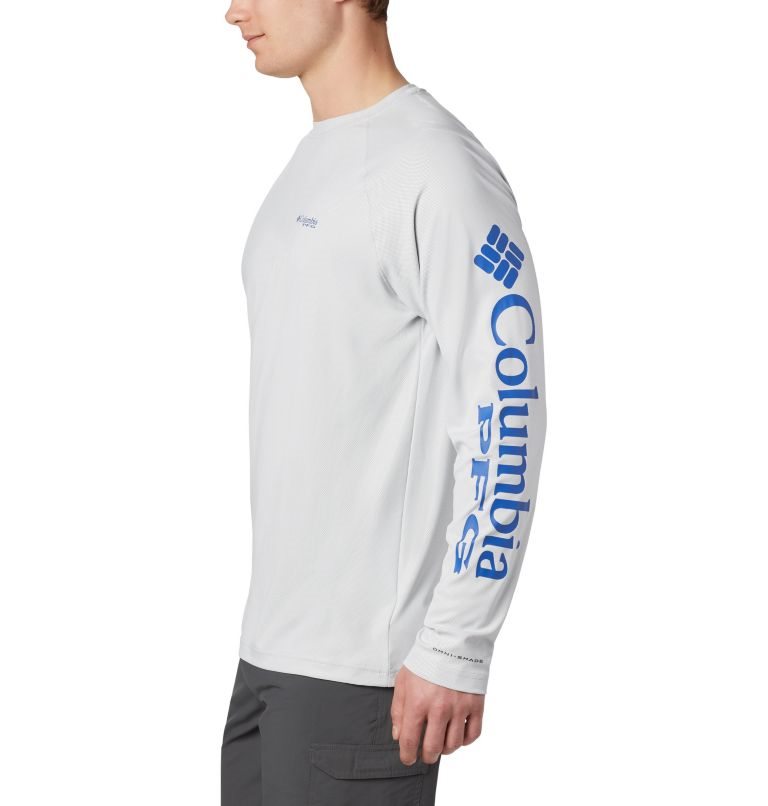 Men's Columbia PFG Terminal Deflector Long Sleeve Sweatshirts Light Grey | CA-PCA0L