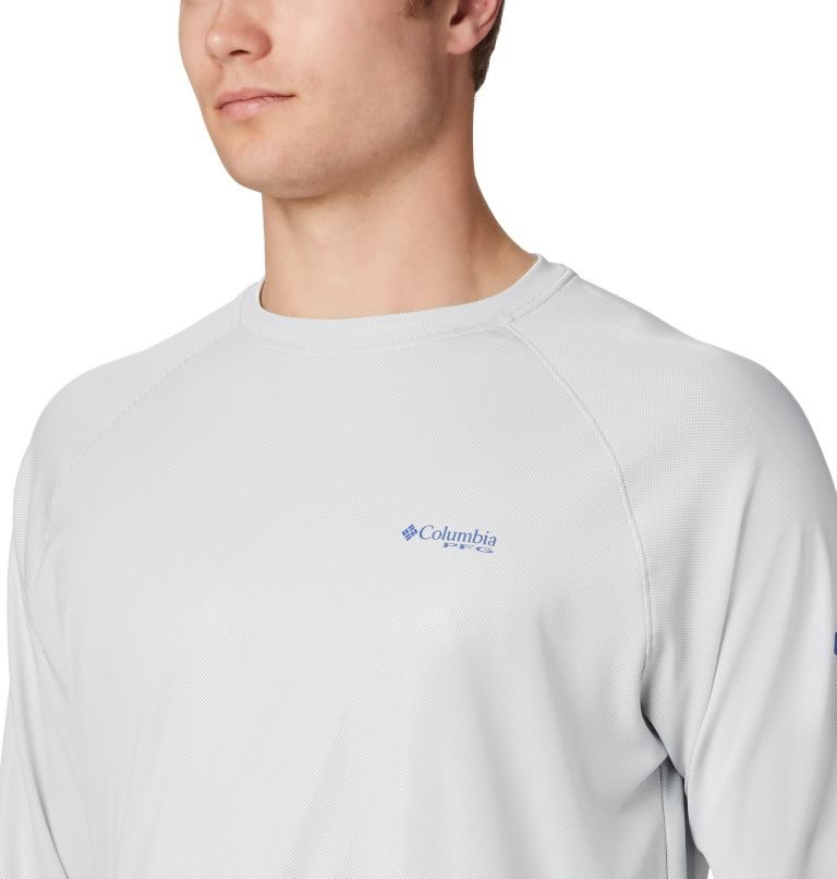 Men's Columbia PFG Terminal Deflector Long Sleeve Sweatshirts Light Grey | CA-PCA0L