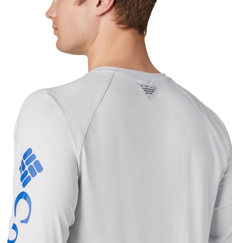 Men's Columbia PFG Terminal Deflector Long Sleeve Sweatshirts Light Grey | CA-PCA0L
