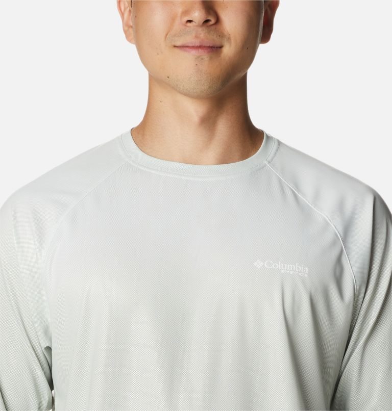 Men's Columbia PFG Terminal Deflector Printed Long Sleeve Sweatshirts Light Grey | CA-E6A81