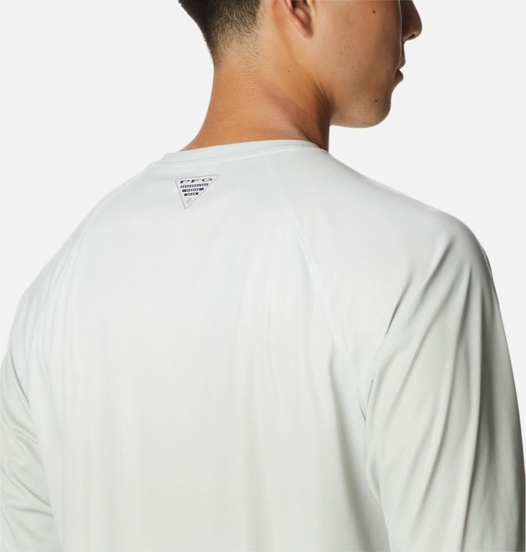 Men's Columbia PFG Terminal Deflector Printed Long Sleeve Sweatshirts Light Grey | CA-E6A81