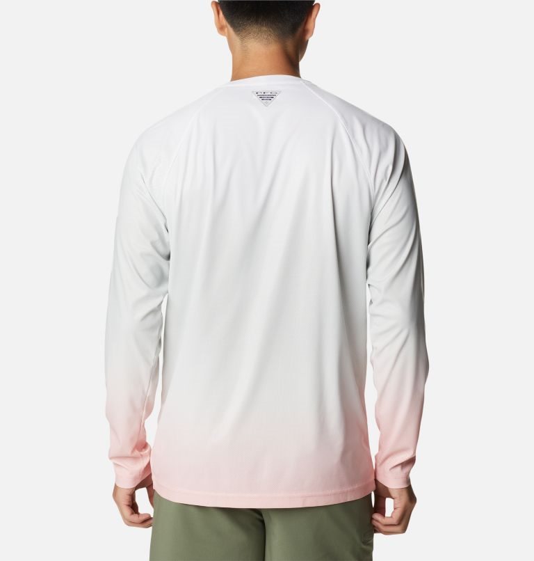 Men's Columbia PFG Terminal Deflector Printed Long Sleeve Sweatshirts White | CA-W6C1L