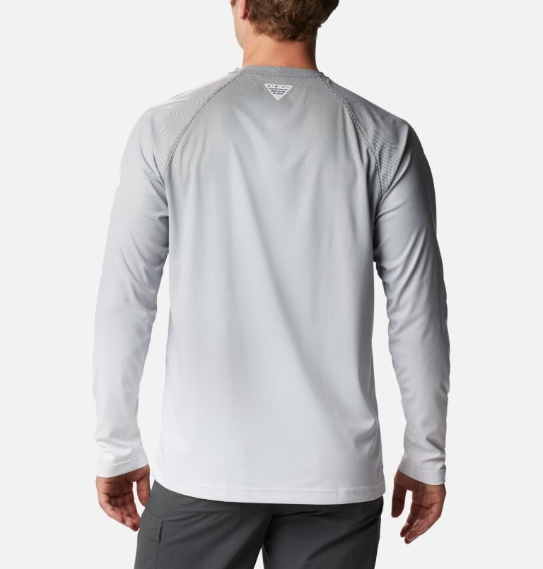 Men's Columbia PFG Terminal Deflector Printed Long Sleeve Sweatshirts Light Grey | CA-Z3A16