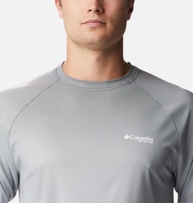 Men's Columbia PFG Terminal Deflector Printed Long Sleeve Sweatshirts Light Grey | CA-Z3A16