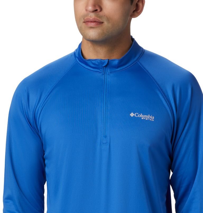 Men's Columbia PFG Terminal Tackle 1/4 Zip Sweatshirts Blue | CA-D3LCA