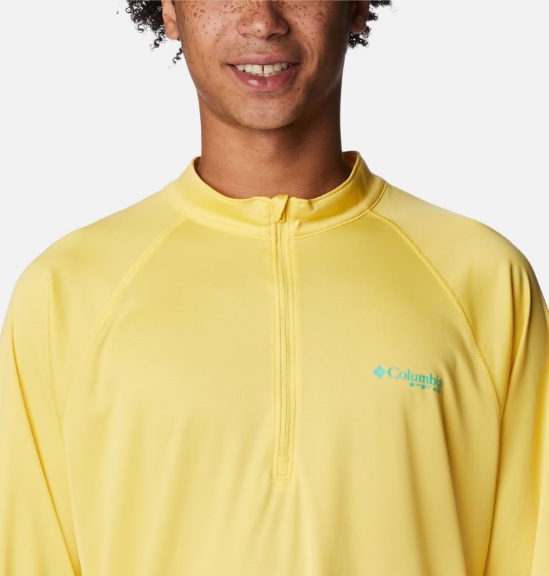 Men's Columbia PFG Terminal Tackle 1/4 Zip Sweatshirts Yellow | CA-FA05C