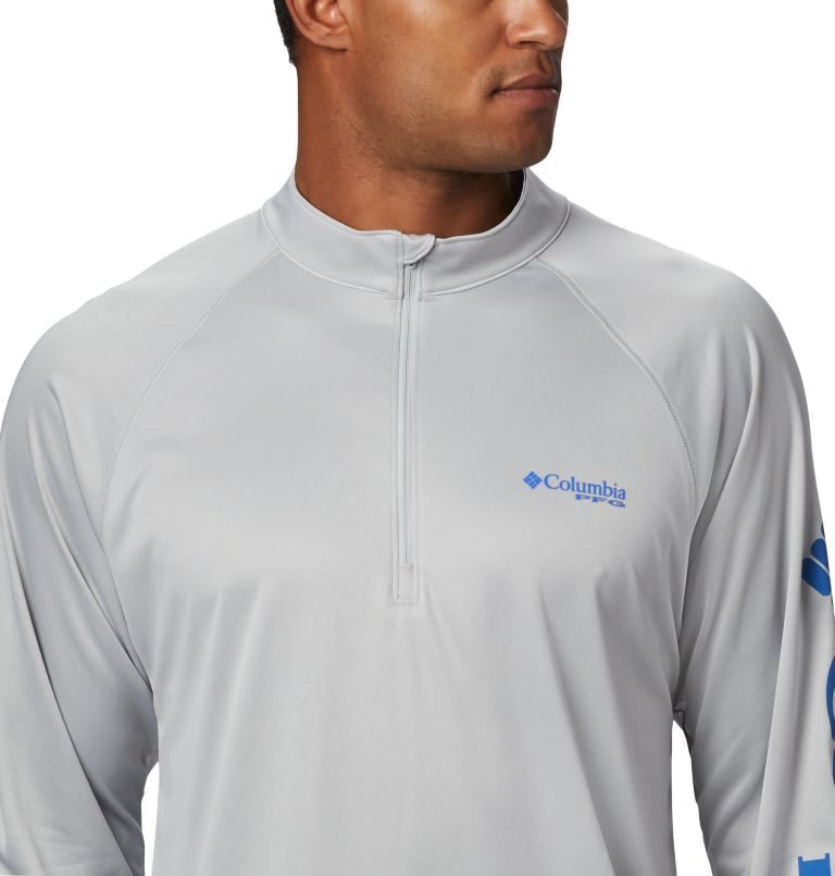 Men's Columbia PFG Terminal Tackle 1/4 Zip Sweatshirts Light Grey | CA-L0658