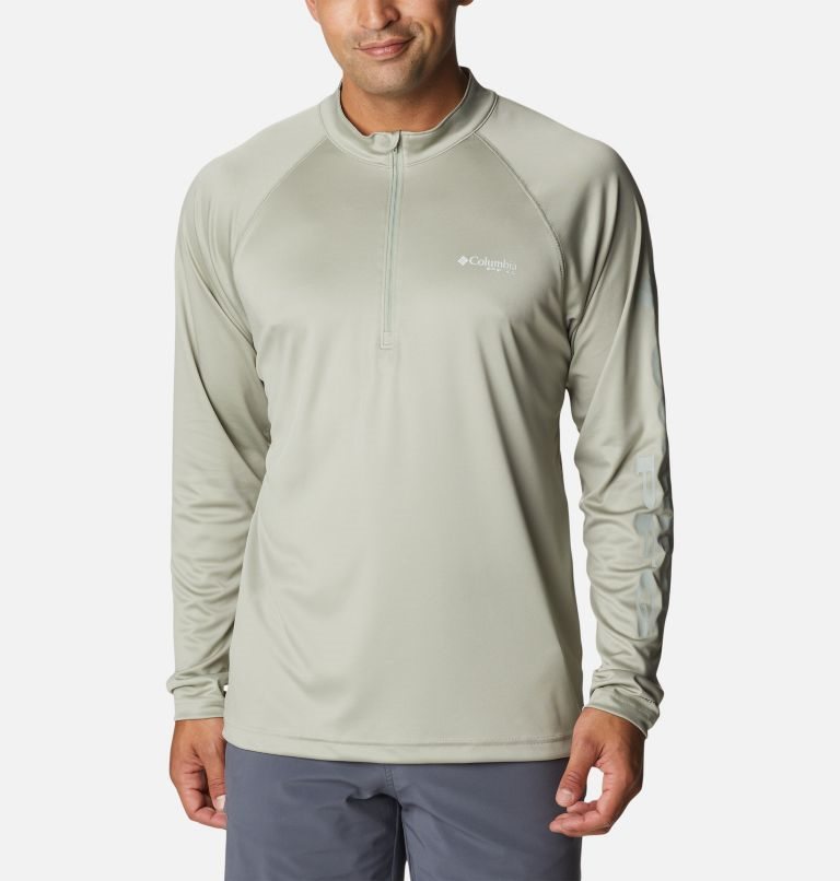Men\'s Columbia PFG Terminal Tackle 1/4 Zip Sweatshirts Olive | CA-U0564