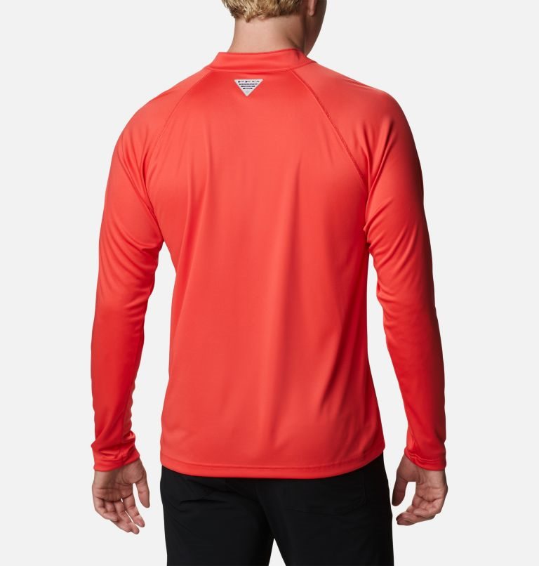Men's Columbia PFG Terminal Tackle 1/4 Zip Sweatshirts Red | CA-Z1A35