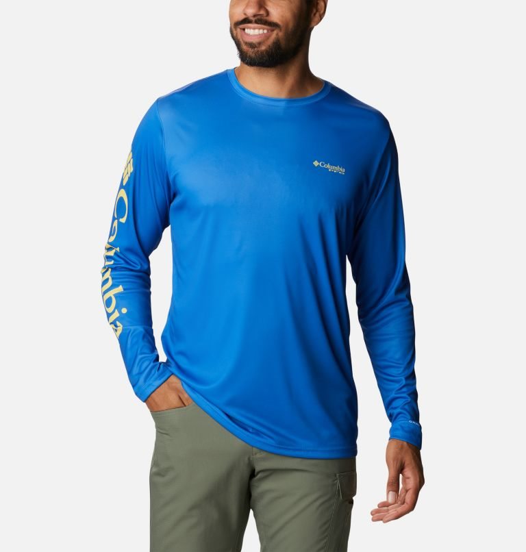 Men's Columbia PFG Terminal Tackle Carey Chen Long Sleeve Sweatshirts Blue | CA-A41LA