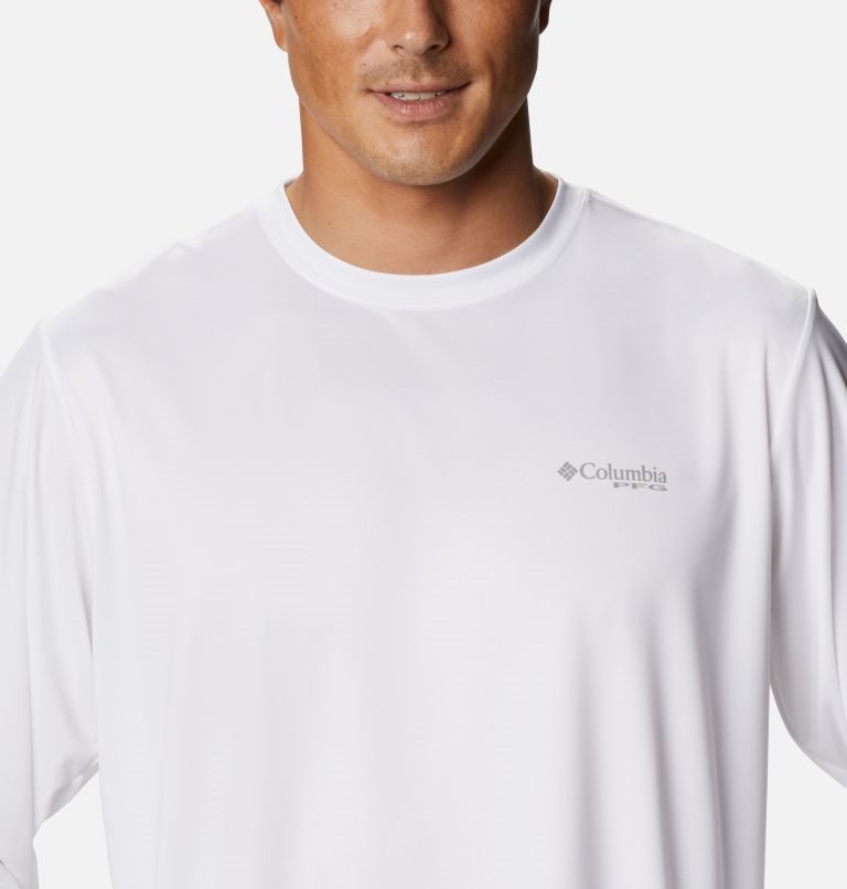 Men's Columbia PFG Terminal Tackle Carey Chen Long Sleeve Sweatshirts White | CA-BL615