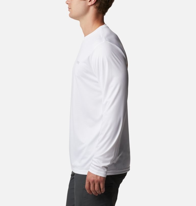 Men's Columbia PFG Terminal Tackle Carey Chen Long Sleeve Sweatshirts White | CA-K3L0C