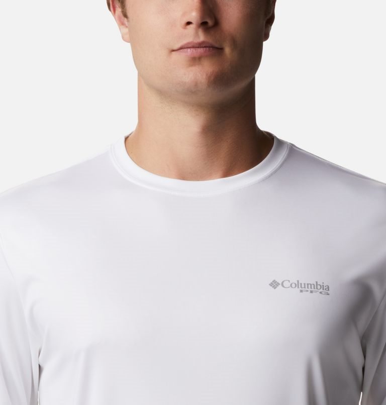Men's Columbia PFG Terminal Tackle Carey Chen Long Sleeve Sweatshirts White | CA-K3L0C