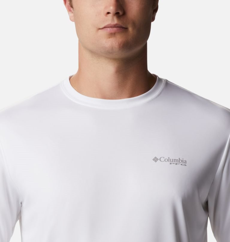 Men's Columbia PFG Terminal Tackle Carey Chen Long Sleeve Sweatshirts White | CA-X45L8