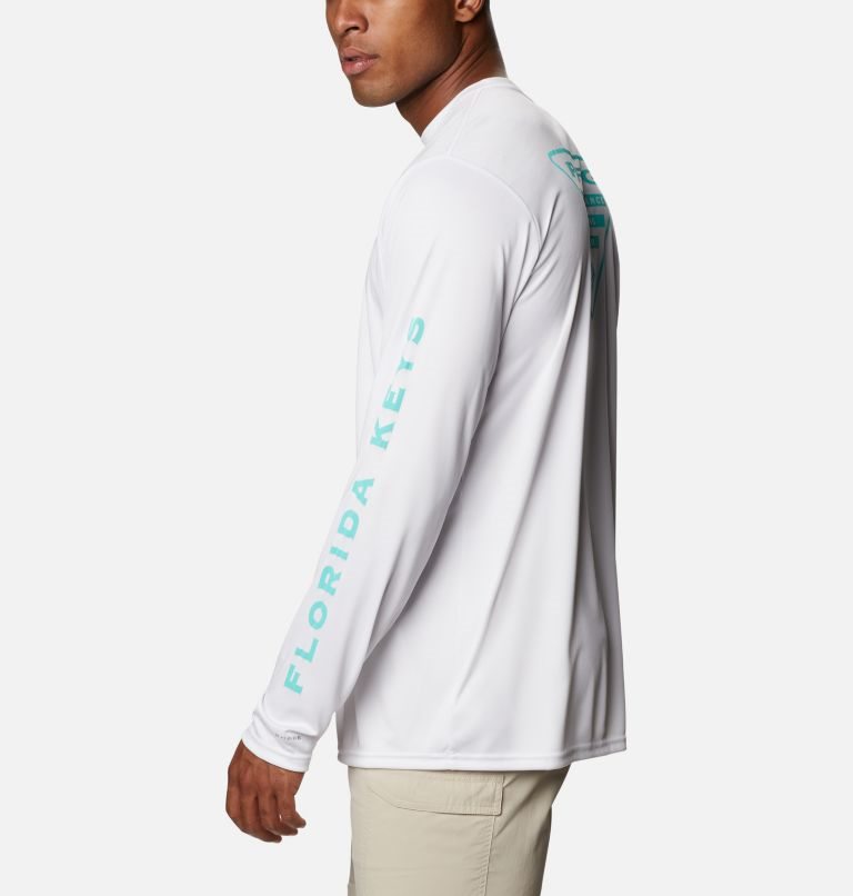 Men's Columbia PFG Terminal Tackle Destination Long Sleeve Sweatshirts White | CA-D041L