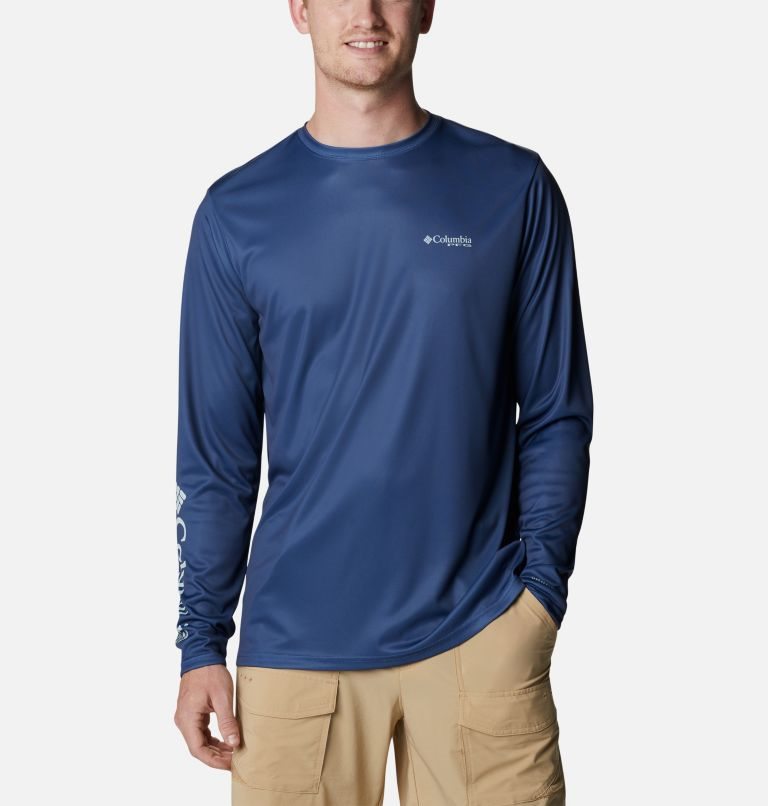 Men's Columbia PFG Terminal Tackle First On The Water Classic Long Sleeve Sweatshirts Navy | CA-RC301