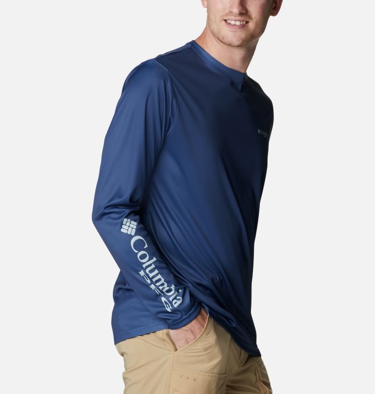 Men's Columbia PFG Terminal Tackle First On The Water Classic Long Sleeve Sweatshirts Navy | CA-RC301