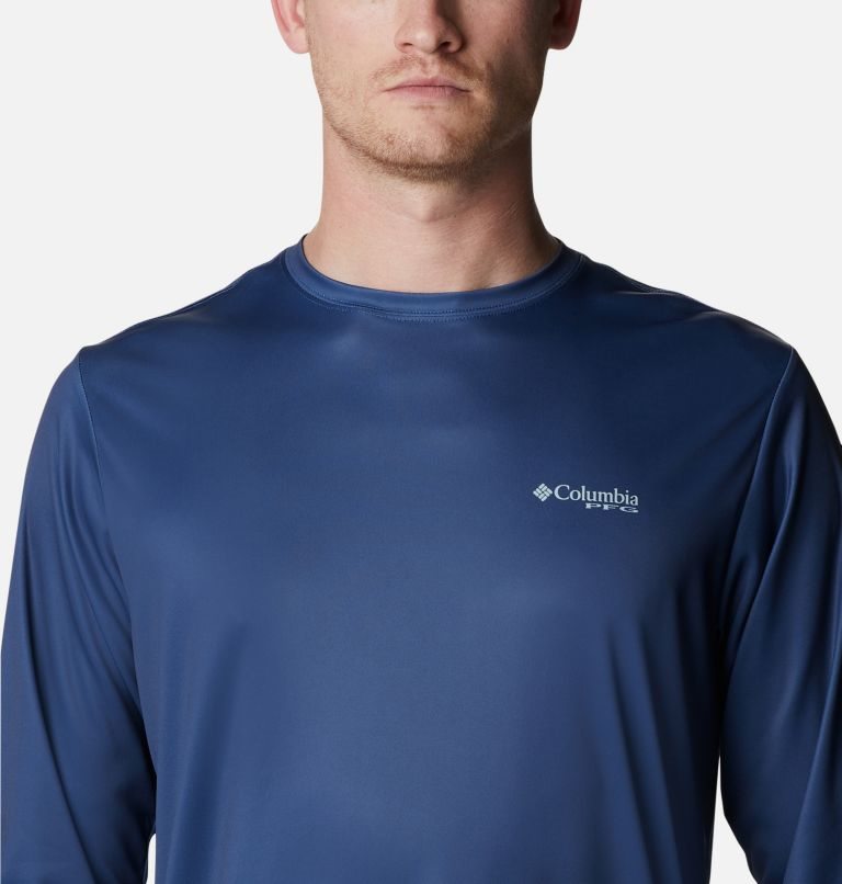 Men's Columbia PFG Terminal Tackle First On The Water Classic Long Sleeve Sweatshirts Navy | CA-RC301