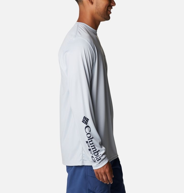 Men's Columbia PFG Terminal Tackle Fish Fill Long Sleeve Sweatshirts Light Grey | CA-H06C3
