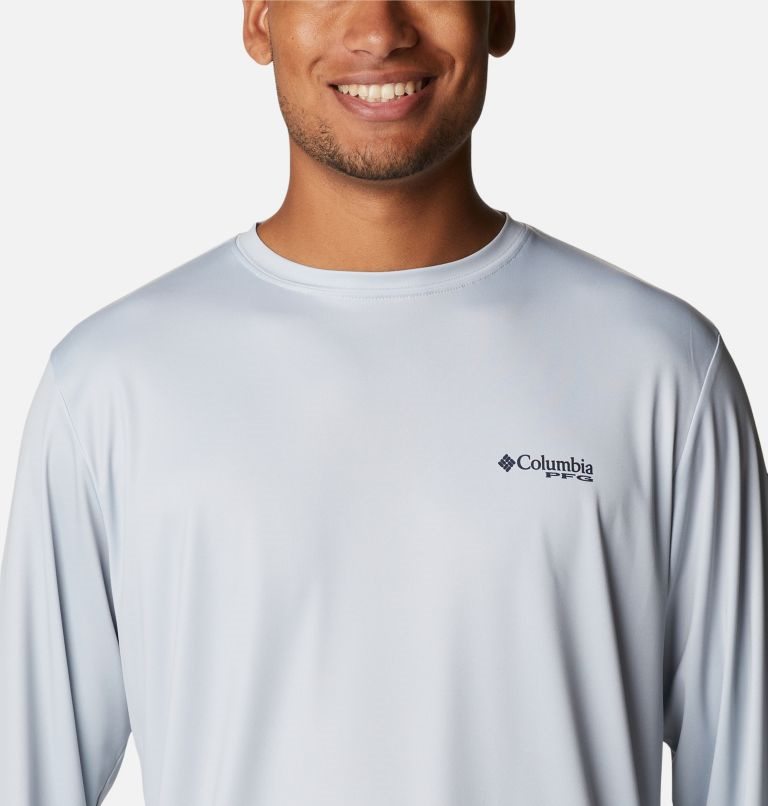 Men's Columbia PFG Terminal Tackle Fish Fill Long Sleeve Sweatshirts Light Grey | CA-H06C3