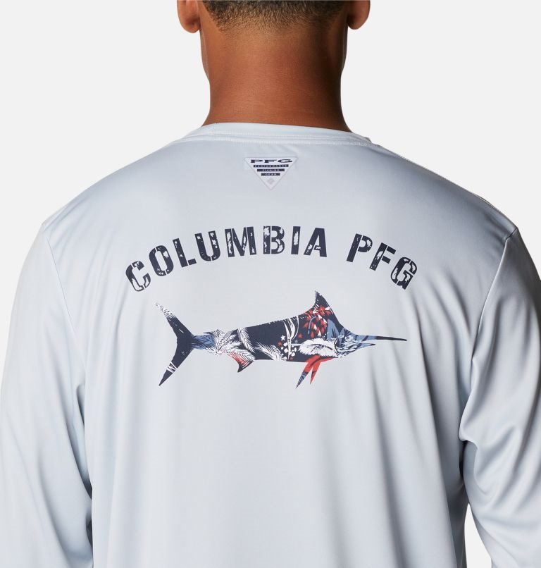 Men's Columbia PFG Terminal Tackle Fish Fill Long Sleeve Sweatshirts Light Grey | CA-H06C3