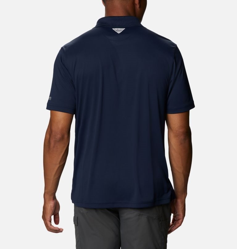 Men's Columbia PFG Terminal Tackle Flag Polo Shirts Navy | CA-FC180