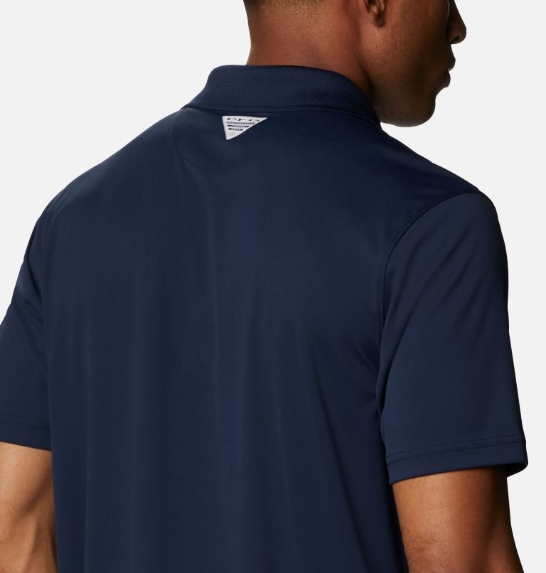 Men's Columbia PFG Terminal Tackle Flag Polo Shirts Navy | CA-FC180