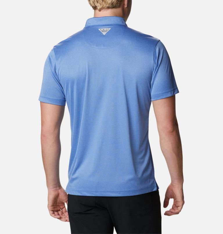 Men's Columbia PFG Terminal Tackle Heather Polo Shirts Blue | CA-ACL64