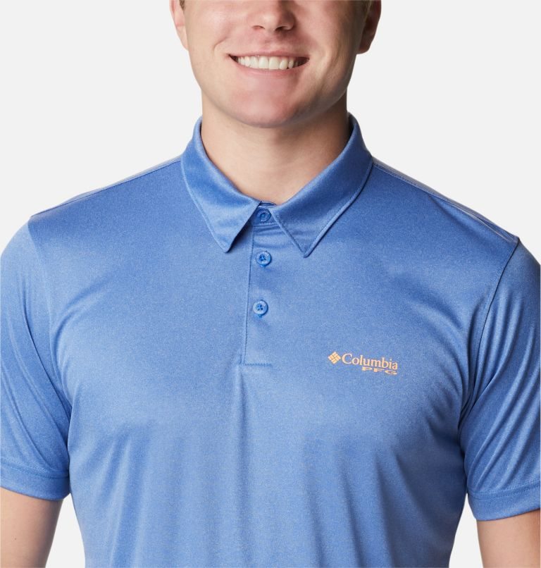 Men's Columbia PFG Terminal Tackle Heather Polo Shirts Blue | CA-ACL64