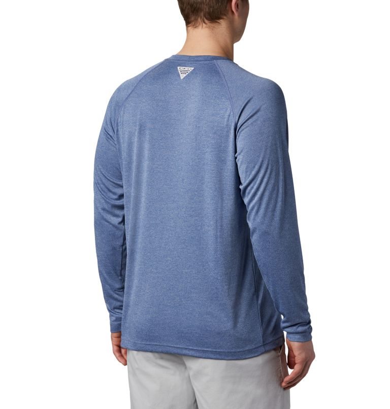 Men's Columbia PFG Terminal Tackle Heather Long Sleeve Sweatshirts Blue | CA-B13CA