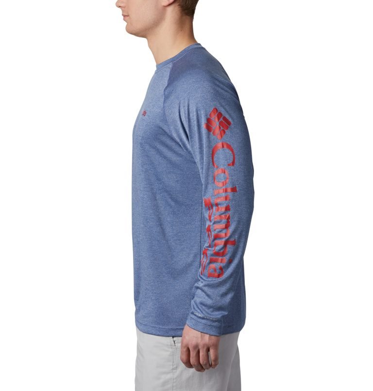 Men's Columbia PFG Terminal Tackle Heather Long Sleeve Sweatshirts Blue | CA-B13CA