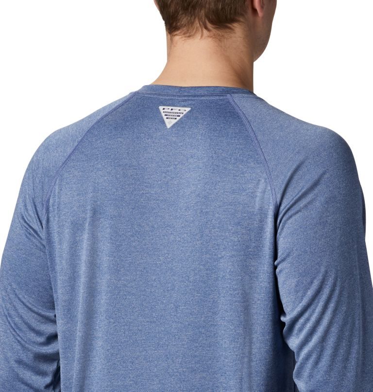 Men's Columbia PFG Terminal Tackle Heather Long Sleeve Sweatshirts Blue | CA-B13CA