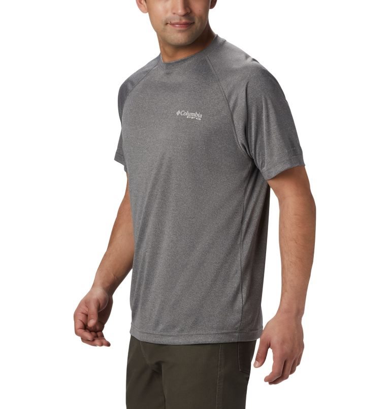 Men's Columbia PFG Terminal Tackle Heather Short Sleeve T Shirts Grey | CA-BLA64