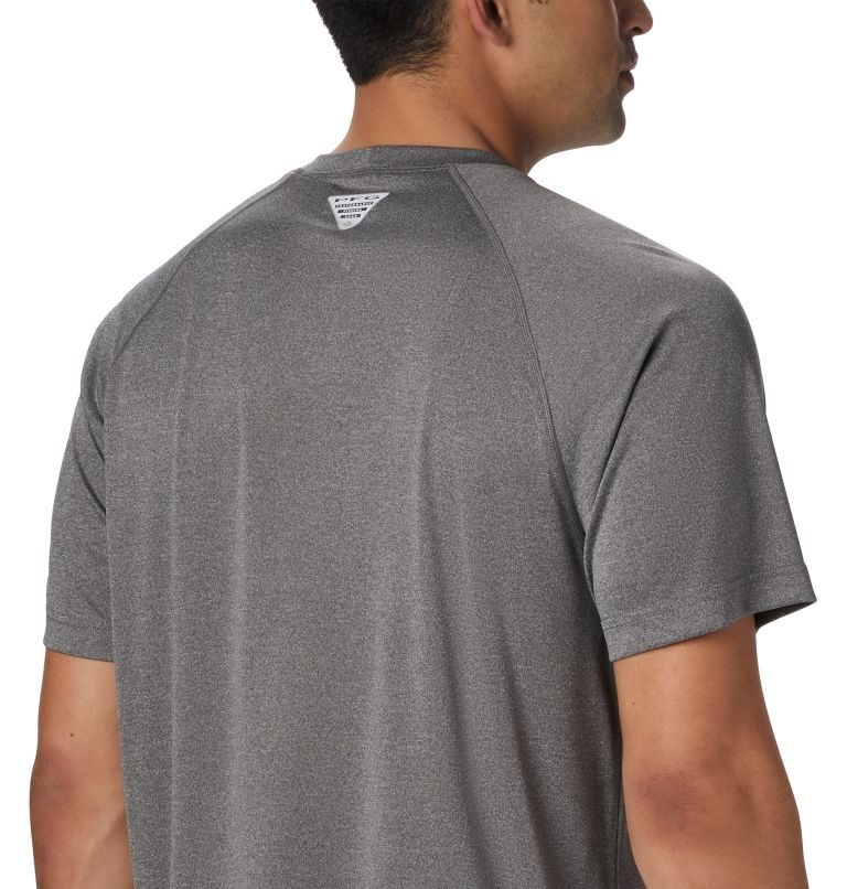 Men's Columbia PFG Terminal Tackle Heather Short Sleeve T Shirts Grey | CA-BLA64