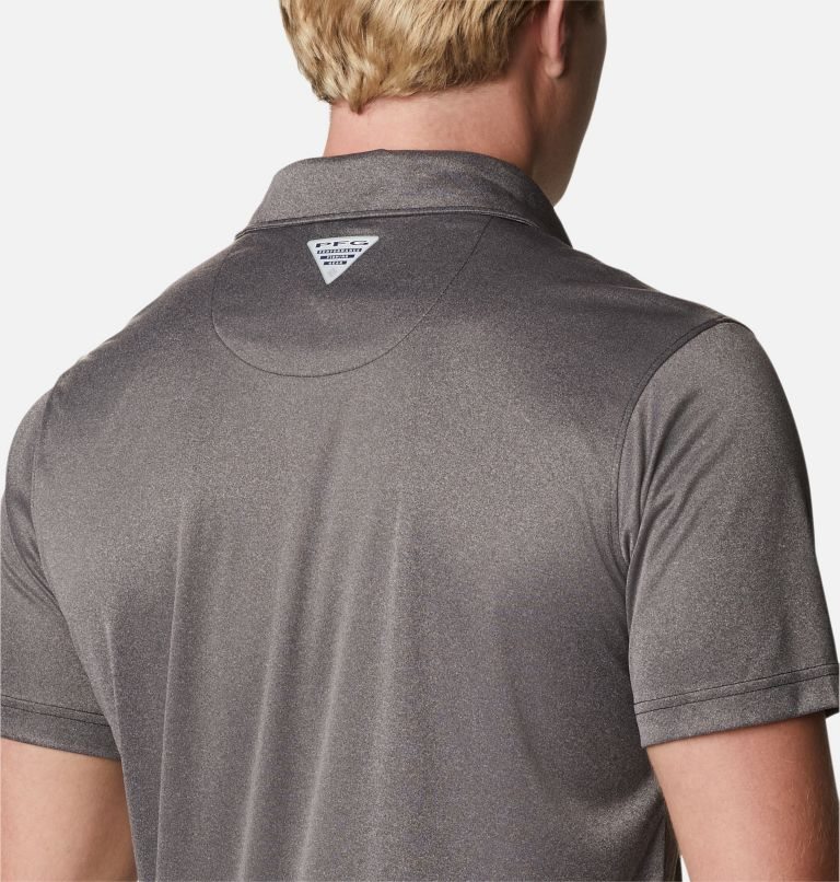 Men's Columbia PFG Terminal Tackle Heather Polo Shirts Dark Grey | CA-K4035