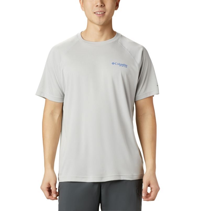 Men\'s Columbia PFG Terminal Tackle Heather Short Sleeve T Shirts Light Grey | CA-L1035
