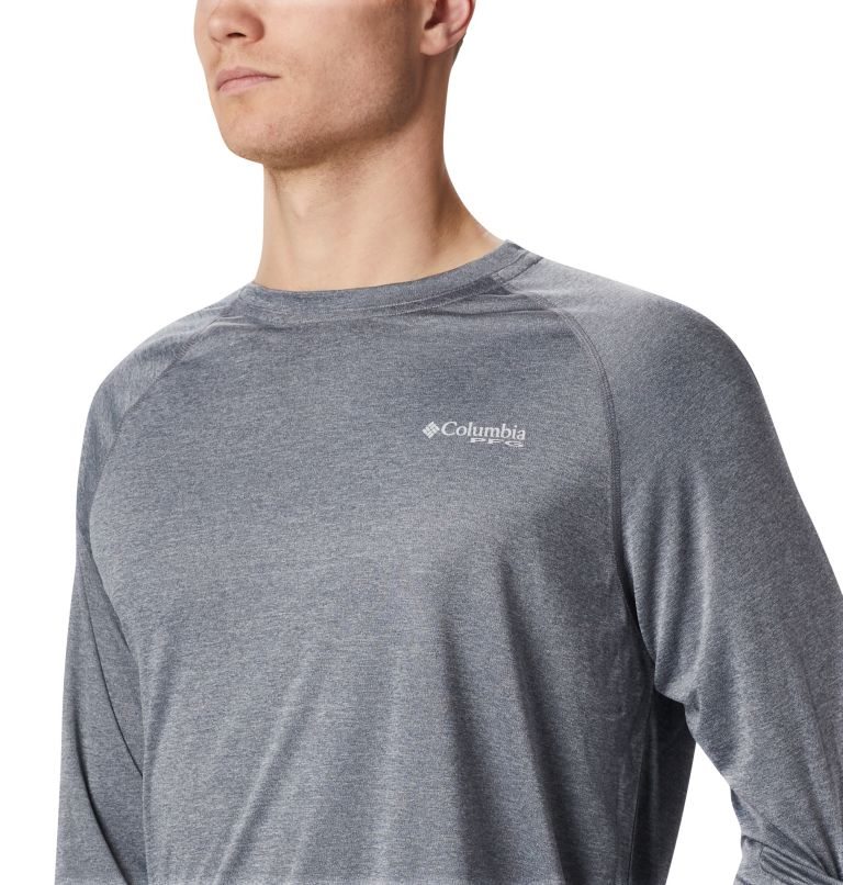 Men's Columbia PFG Terminal Tackle Heather Long Sleeve Sweatshirts Grey | CA-L30C6