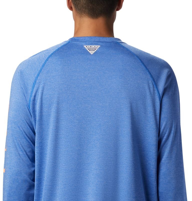 Men's Columbia PFG Terminal Tackle Heather Long Sleeve Sweatshirts Blue | CA-P346C