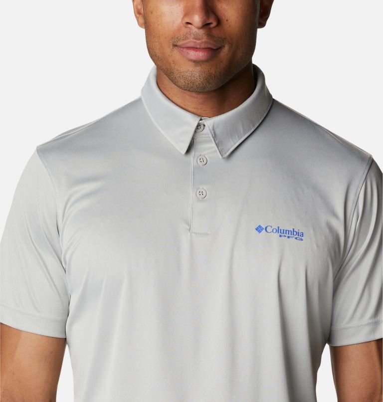 Men's Columbia PFG Terminal Tackle Heather Polo Shirts Grey | CA-TL45A