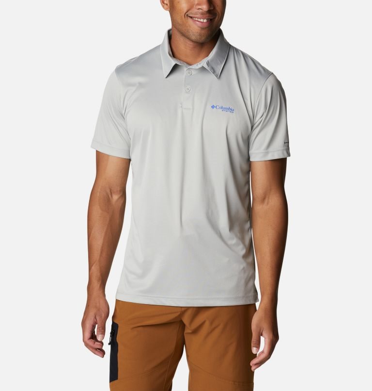 Men\'s Columbia PFG Terminal Tackle Heather Polo Shirts Grey | CA-TL45A