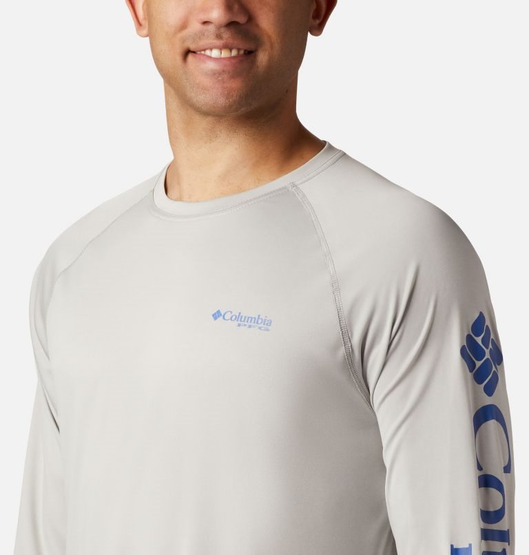 Men's Columbia PFG Terminal Tackle Heather Long Sleeve Sweatshirts Light Grey | CA-XC534