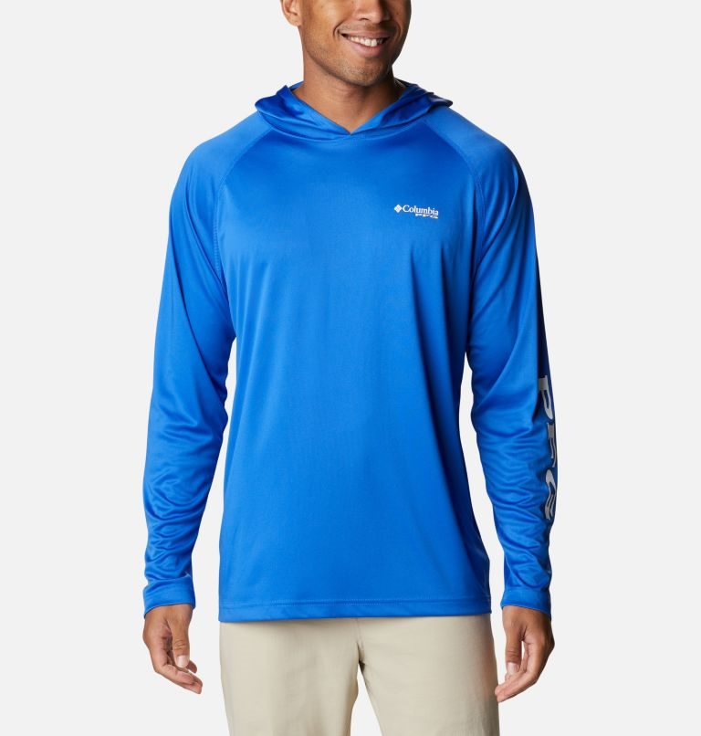 Men\'s Columbia PFG Terminal Tackle Hoodie Blue | CA-U01C5