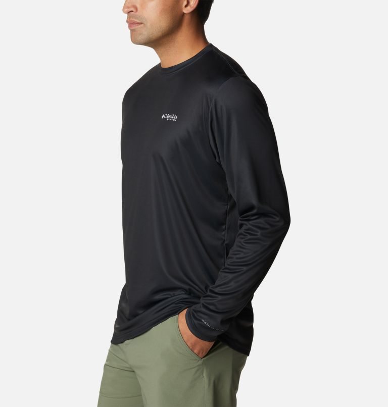 Men's Columbia PFG Terminal Tackle License Plate Long Sleeve Sweatshirts Black | CA-EA685