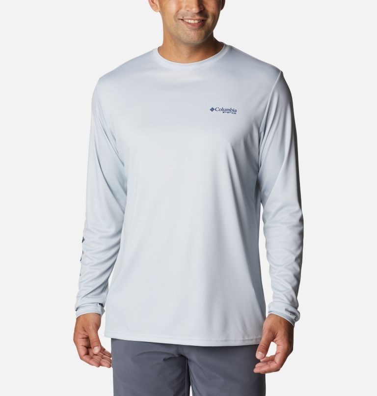 Men's Columbia PFG Terminal Tackle License Plate Long Sleeve Sweatshirts Light Grey | CA-JC835
