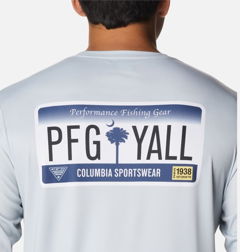 Men's Columbia PFG Terminal Tackle License Plate Long Sleeve Sweatshirts Light Grey | CA-JC835