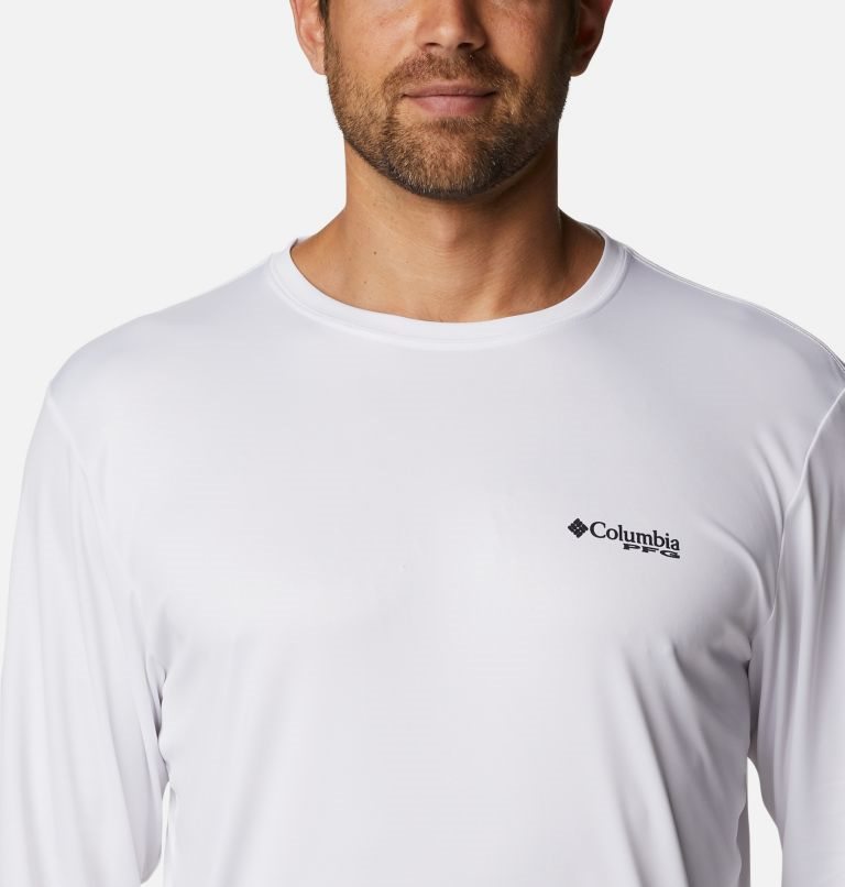 Men's Columbia PFG Terminal Tackle License Plate Long Sleeve Sweatshirts White | CA-L0315