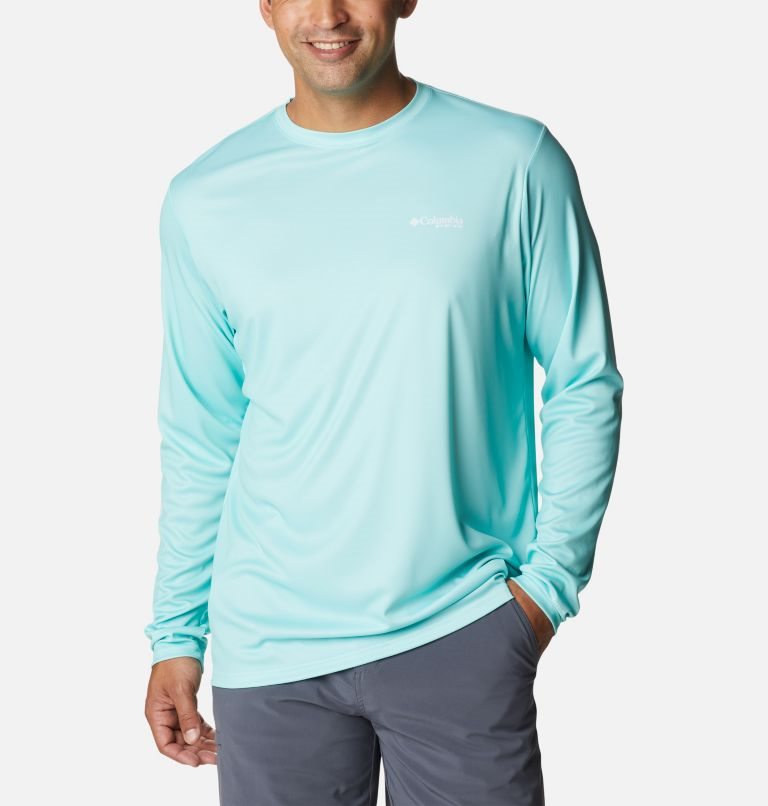 Men's Columbia PFG Terminal Tackle License Plate Long Sleeve Sweatshirts Turquoise | CA-P6814