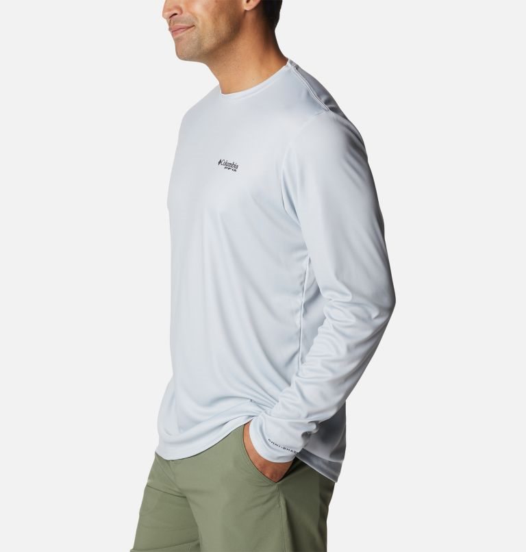 Men's Columbia PFG Terminal Tackle License Plate Long Sleeve Sweatshirts Light Grey | CA-R3651