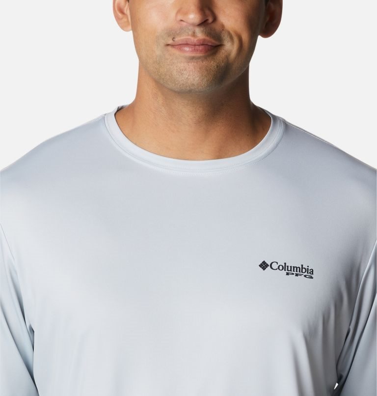 Men's Columbia PFG Terminal Tackle License Plate Long Sleeve Sweatshirts Light Grey | CA-R3651