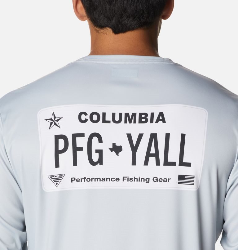 Men's Columbia PFG Terminal Tackle License Plate Long Sleeve Sweatshirts Light Grey | CA-R3651
